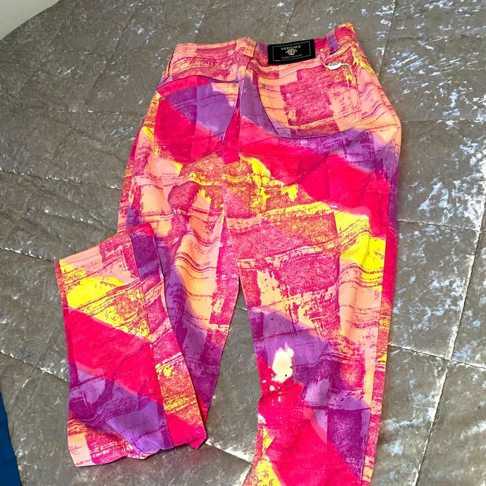 Versace pastel multi or fitted jeans